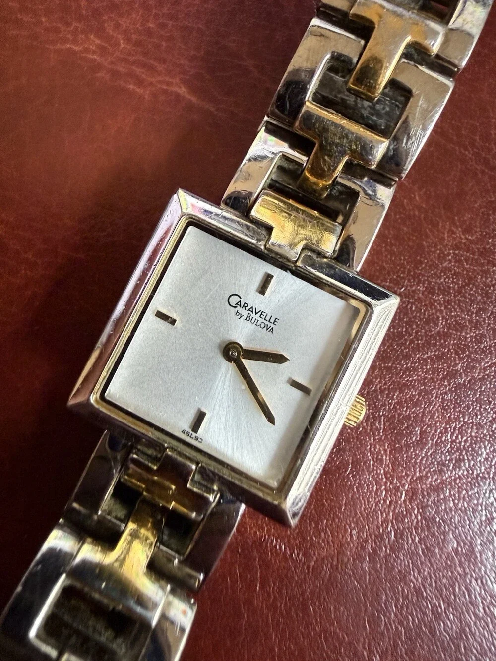 Caravelle by Bulova Two Tone Rectangle Women’s Watch Not Running Vintage Style